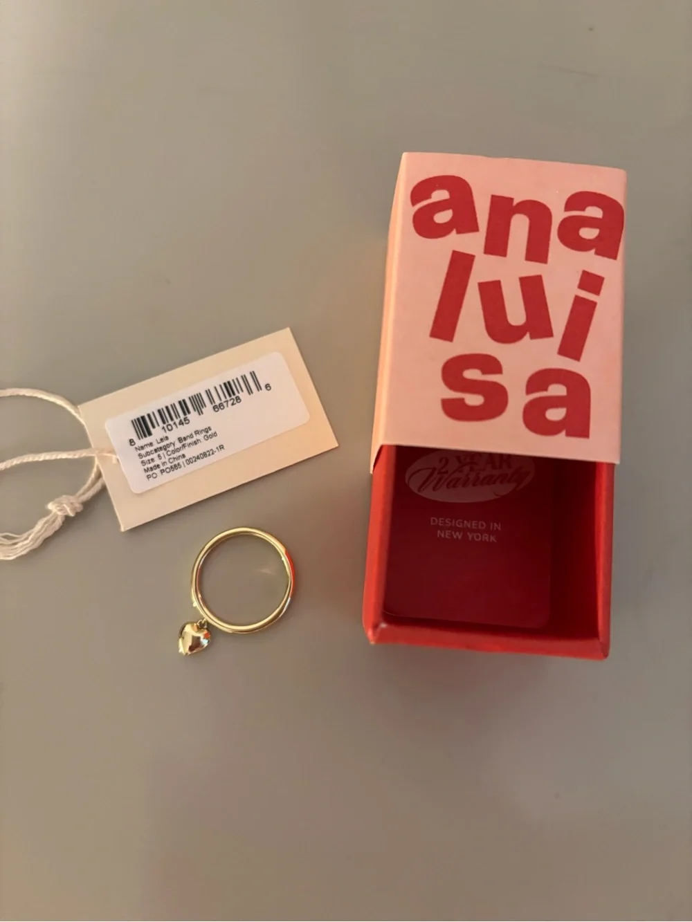 Ana Luisa Leia heart ring gold